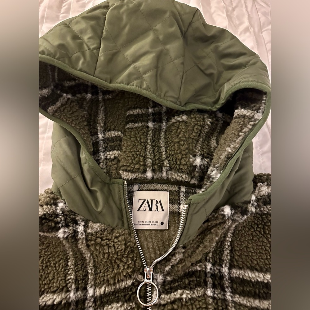 Zara Plaid Combination Jacket Size XL - Picture 7 of 9